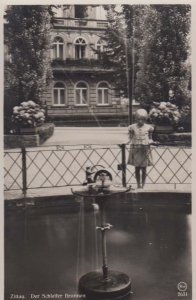 Der Schleifer Brunnen Zittau Sachsen Toy German Man Spinster Farmer RPC Postcard