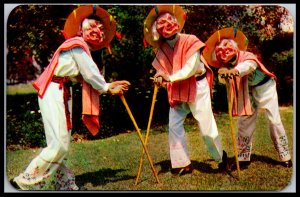 Dance of The Old Men Face Mask Straw Hat Cane Michoacan MX Vintage Postcard