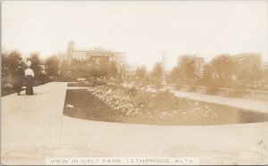 Galt Park Lethbridge Alberta AB Man & Woman Unused Real Photo Postcard G44