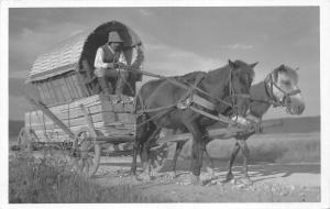 b70802 csick Ciuc types folklore costumes chariot romania real photo harghita