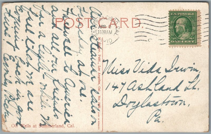 SUMMERLAND CA OIL WELLS ANTIQUE POSTCARD