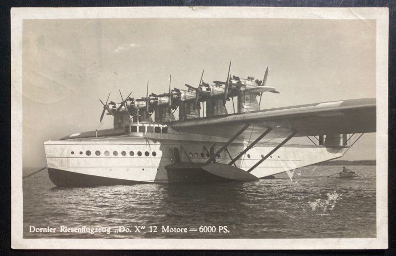 Mint Dornier DOX Giant Seaplane Real Picture Postcard Parked In High Seas