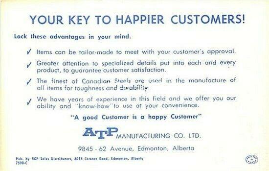 Canada, Alberta Edmonton, Advertising, ATP Manufacturing, RGP Sales No. 7590-C