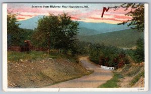 HAGERSTOWN MARYLAND SCENE ON STATE HIGHWAY 1920s ERA KAUFMANN POSTCARD BALTIMORE