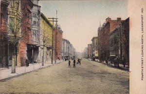 Postcard Fourth Street Looking North Logansport IN