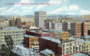 Birds Eye View from Third St., Los Angeles, California, Early Postcard, Unused 