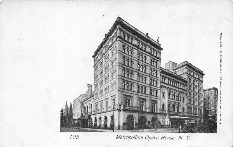 NY, New York    METROPOLITAN OPERA HOUSE      Black & White c1900's UDB Postcard