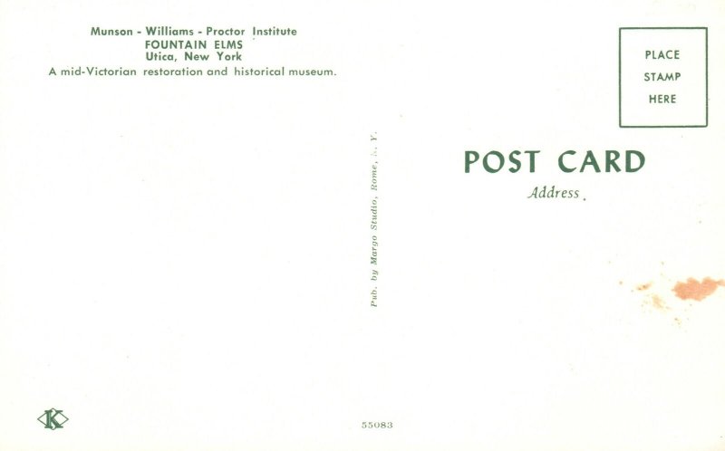 Vintage Postcard Munson-Williams Proctor Institute Fountain Elms Utica New York