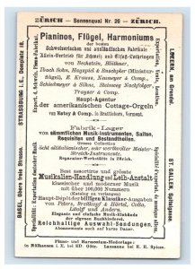 1870s Gebrüder Hug & Co. Pianos Harmoniums Zurich German Language F114