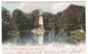 Lighthouse Palmer Park Detroit Michigan 1907 postcard