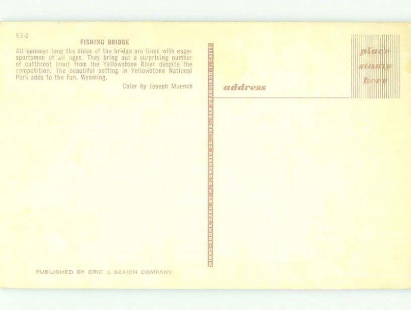 Unused Pre-1980 BRIDGE SCENE Yellowstone National Park Wyoming WY HQ9432@