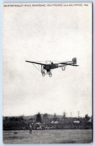 1910's AVIATOR RADLEY IN HIS MONOPLANE HALETHORPE BALTIMORE MD POSTCARD