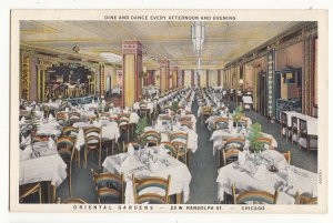 P3309 JL postcards old dine & dance evenings at oriental gardens chicago il