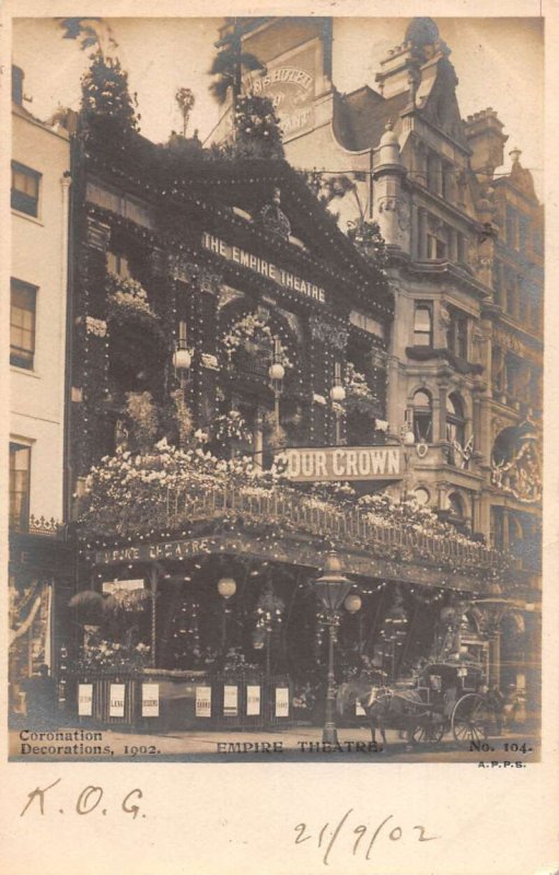 London England 1902 Coronation Empire Theatre Real Photo Postcard AA55836 