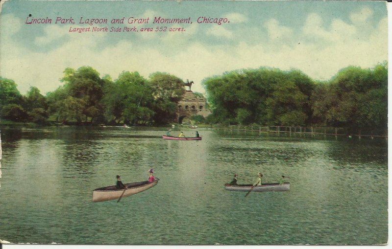 Chicago, Lincoln Park Lagoon And Grant Monument