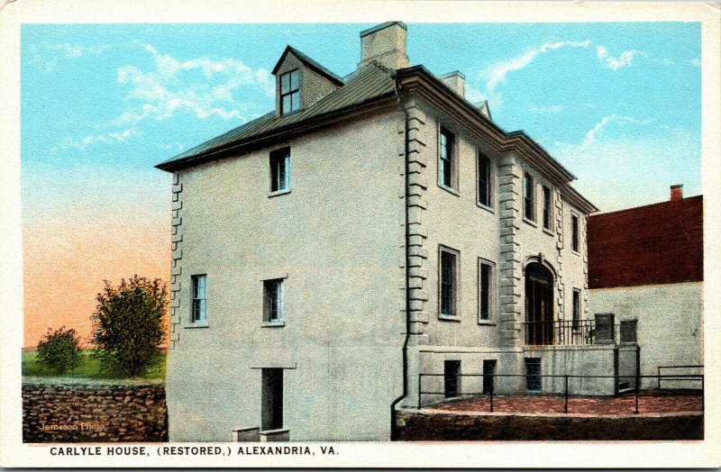 Vtg 1920s Carlyle House Restored Alexandria Virginia VA Unused Postcard