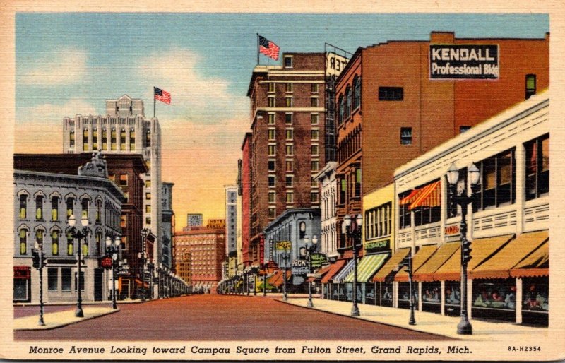 Michigan Gand Rapids Monroe Avenue Looking Toward Campau Square From Fulton S...