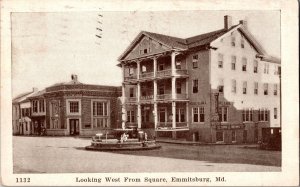 View Looking West from Square, Emmitsburg MD c1932 Vintage Postcard M80