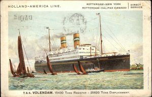 Dixon Holland-America Line T.S.S. Volendam Steamer Ship 1931 Cancel PC
