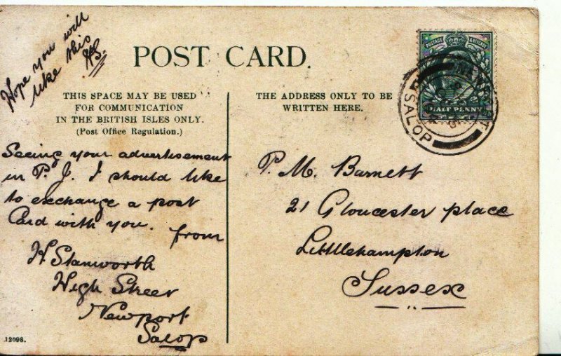 Genealogy Postcard - Burnett - Gloucester Place - Littlehampton - Sussex - 2910A