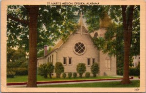 View of St. Mary's Mission, Opelika AL c1953 Vintage Postcard U69
