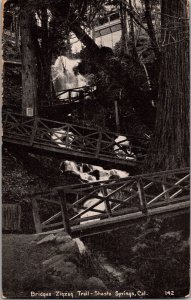 Bridges Zigzag Trail, Shasta Springs CA c1926 Vintage Postcard O53