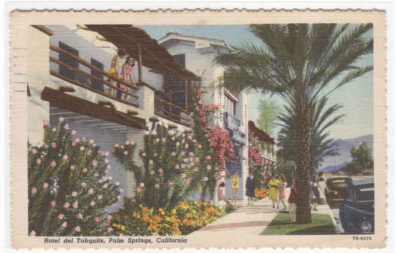 Hotel del Tahquitz Palm Springs California 1949 linen postcard