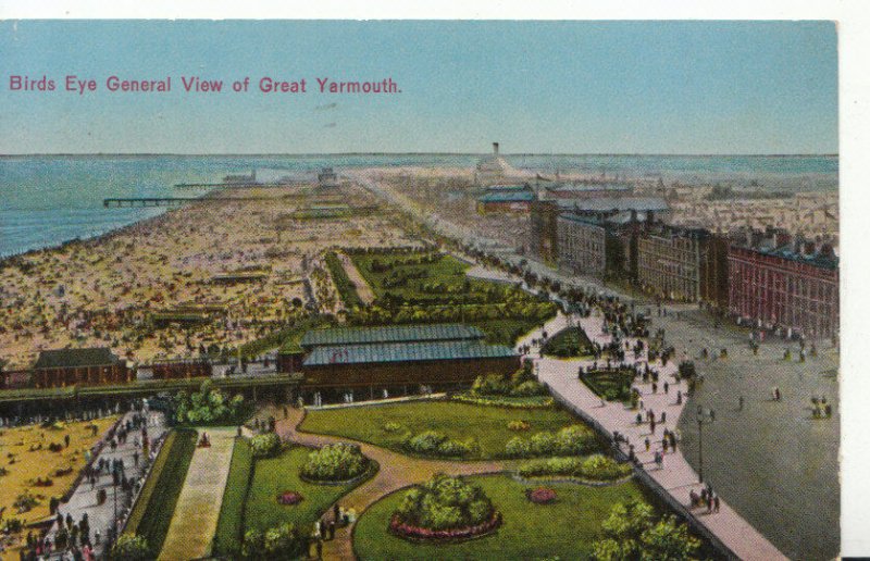 Norfolk Postcard - Birds Eye General View of Great Yarmouth - Ref 4250A 