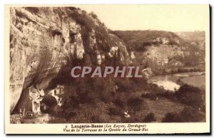 Postcard Old Laugerie Lower Terrace View Cave of the Big Rock Les Eyzies