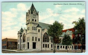 BEAUMONT, Texas TX ~ FIRST BAPTIST CHURCH 1912 Jefferson County  Postcard