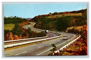 Vintage 1960's Postcard Panoramic View Antique Cars on the Pennsylvania Turnpike