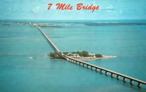 Vintage Postcard Air View Pidgeon Key & Seven Mile Bridge Overseas Highway FL