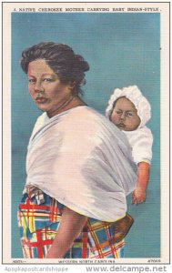 Native Cherokee Indian Mother Carrying Baby Indian Style Western North Carolina