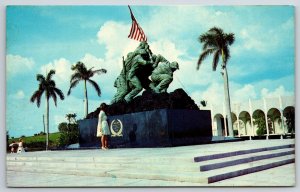 Cape Coral FL~American Flag @ Iwo Jima Statue In Garden Of Patriots~Vtg Postcard