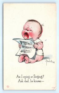 Postcard A/S Twelvetrees Baby Am I Crying of Singing Ask Dad  1917 J12