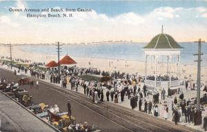 HAMPTON BEACH NH OCEAN AVENUE & BEACH FROM CASINO~DUDLEY & WHITE POSTCARD 1910s