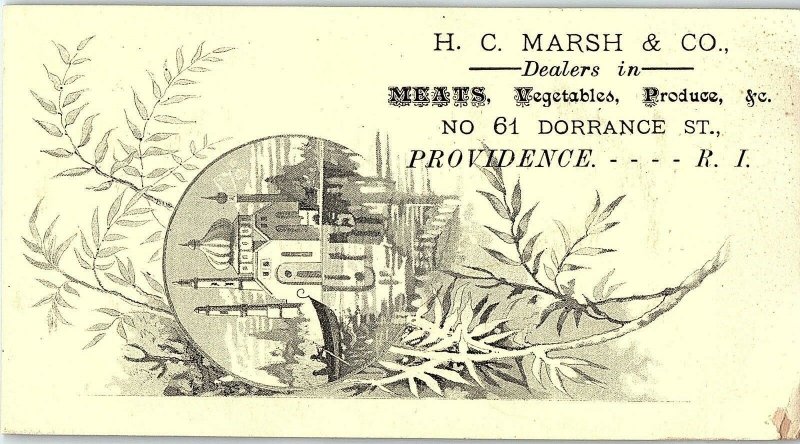 Lot of 4 1870's H.C.Marsh & Co Engraved Meats Tropical Victorian Trade Card P121