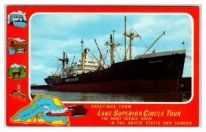 LAKE SUPERIOR ~ MN/WI/MI ~ Orient Liner SHIP on CIRCLE TOUR c1960s  Postcard