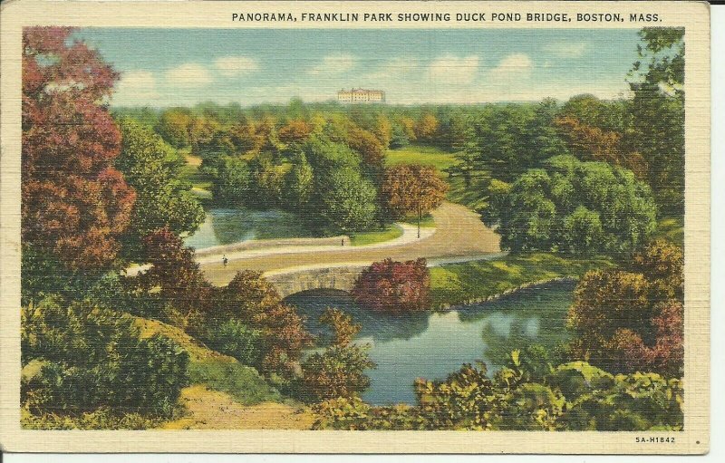 Panorama,Franklin Park Showing Duck Pond Bridge, Boston, Mass.