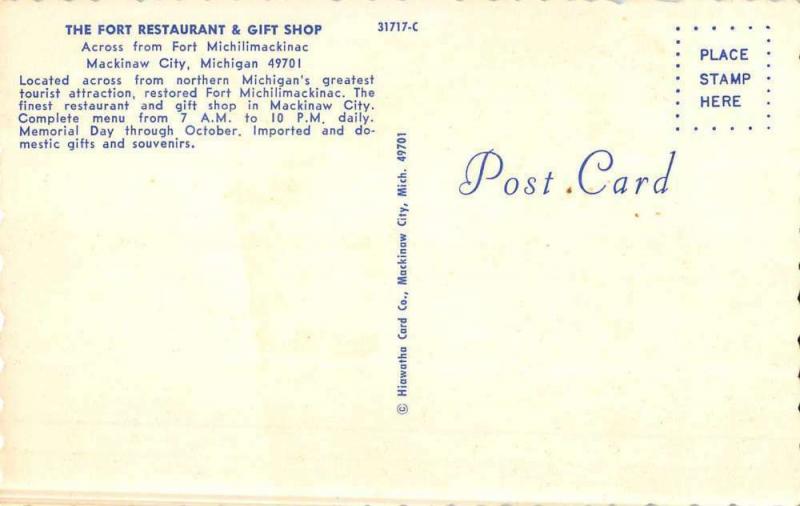 Mackinac Island Michigan Fort Restaurant Birdseye View Vintage Postcard K50665