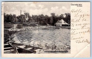 1905 DANBURY CONNECTICUT CASINO & LAKE KENOSIA*BOATS*TENT*GAZEBO*POSTCARD