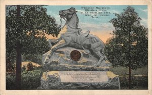 WISCONSIN MONUMENT RIDERLESS HORSE CHICKAMAUGA PARK TENNESSEE POSTCARD (1920s)