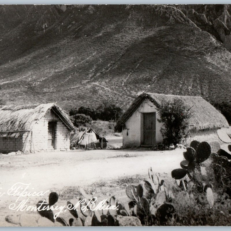 c1930s Monterrey, Mexico RPPC Vista Fipica Mud Brick House Real Photo Cacti A187