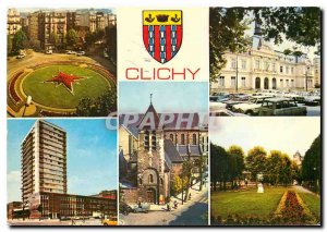 Modern Postcard Clichy (Hauts de Seine) Place de la Republique City Hall Church