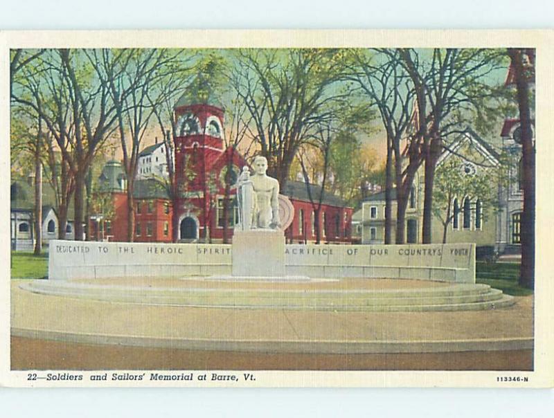 Unused Linen MONUMENT SCENE Barre Vermont VT F2142