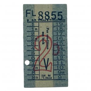 1940s Bell Punch Ticket, L.T. Tram & Trollybuses - London Bus / Tram Ticket