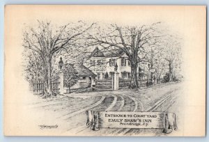 1940 Poundridge New York NY Vintage Postcard Entrance Courtyard Emily Shaw's Inn