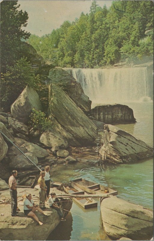 Cumberland Falls State Park Corbin Kentucky fishing fish waterfall postcard D269 