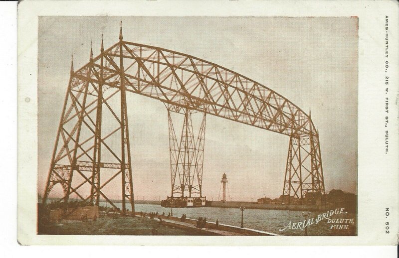 POSTCARD AERIAL BRIDGE DELUTH MINNESOTA