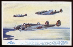 h2469 - AIR FORCE Postcard 1940s Artist- BANNISTER Lockheed VENTURA Bomber